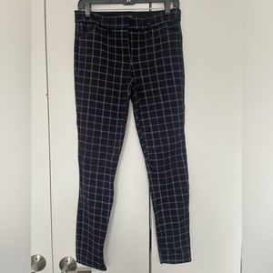 Express skinny stretch work pants. Blue and brown plaid.